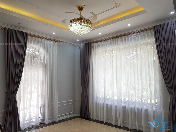 Rèm cửa vải đẹp một màu sang trọng tại Resort Đồng Trúc, Hà Nội 688-10