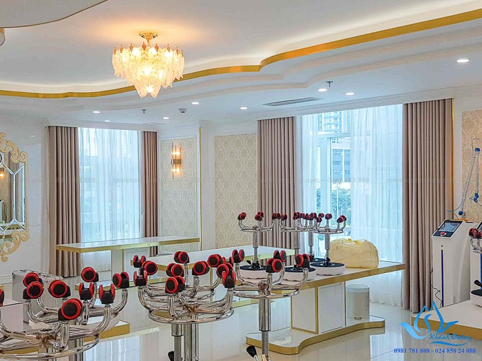 Rèm vải chống nắng 1 màu tại thẩm mĩ viện Xuân Hương, Hà Nội HL51