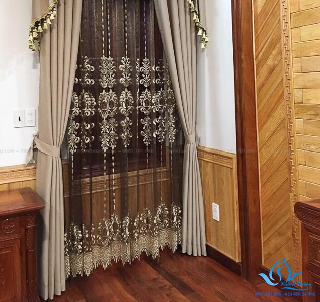 Rèm vải cổ điển đẹp cho biệt thự tại Gamura Yên Sở, Hoàng Mai GP502