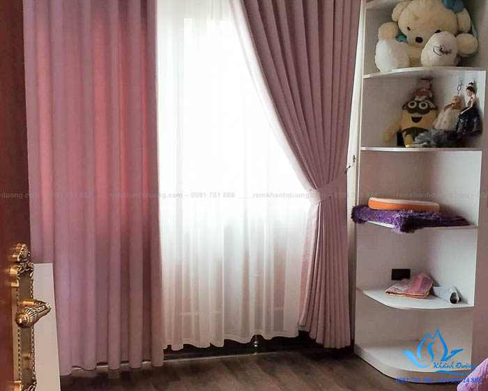 Rèm vải hai lớp màu hồng cho bé yêu quận Hoàn Kiếm 11-2A