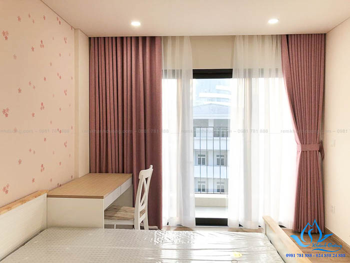 Rèm vải hai lớp màu hồng phòng ngủ quyến rũ Bà Triệu, Hà Nội HP69-P24