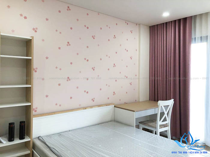 Rèm vải hai lớp màu hồng phòng ngủ quyến rũ Bà Triệu, Hà Nội HP69-P24