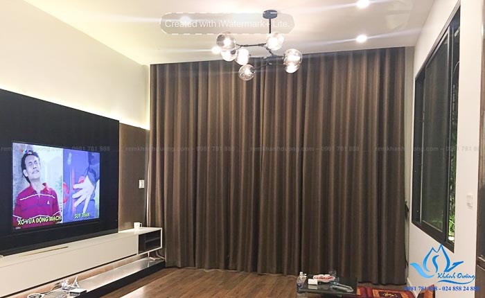 Rèm vải hai lớp phòng khách hướng Tây sang trọng Âu Cơ, Hà Nội TM6914