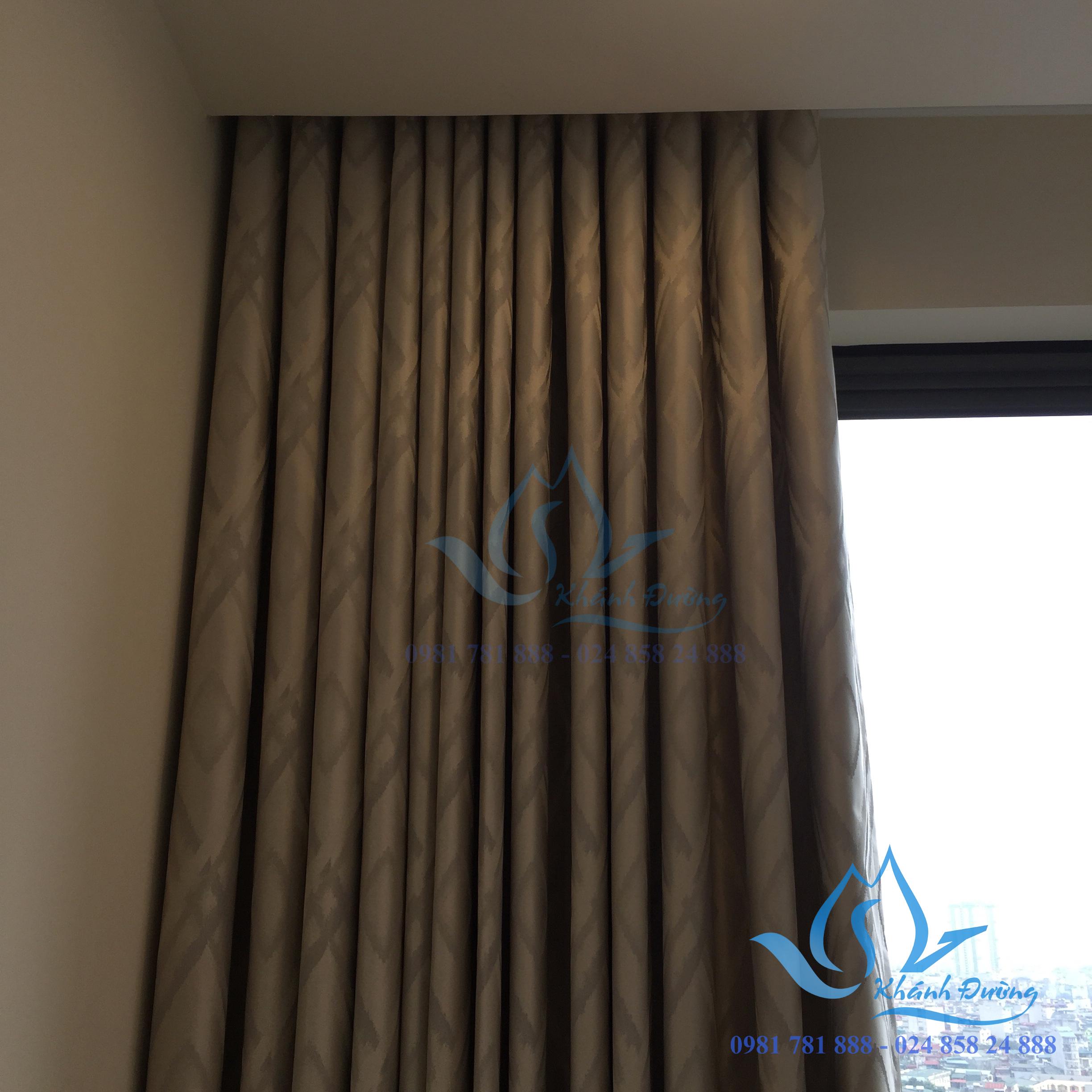 Rèm vải một màu cao cấp quận Thanh Xuân, Hà Nội sử dụng chất liệu vải polyester 100% vải thô và hoa văn cao cấp