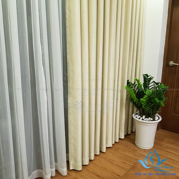 Rèm vải một màu phòng khách đẹp tại Kim Giang, quận Thanh Xuân TM 887