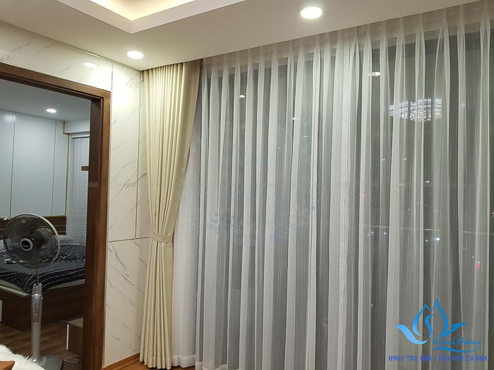 Rèm vải một màu phòng khách đẹp tại Kim Giang, quận Thanh Xuân TM 887