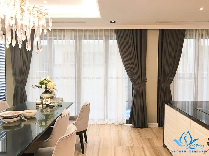 Rèm vải Nhật Bản cho phòng khách biệt thự hiện đại tại Mỹ Đình T805-05