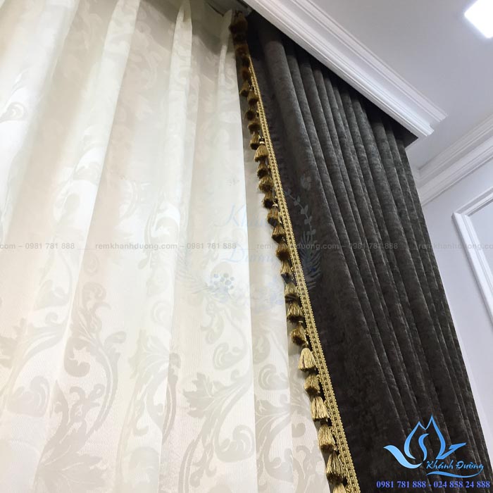 Rèm vải nhung cổ điển cao cấp phòng khách Ngã Tư Sở, Hà Nội BW 778618