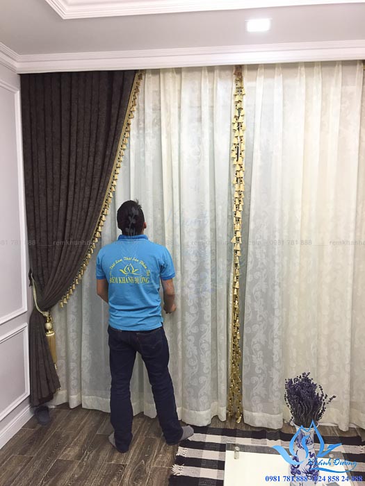 Rèm vải nhung cổ điển cao cấp phòng khách Ngã Tư Sở, Hà Nội BW 778618
