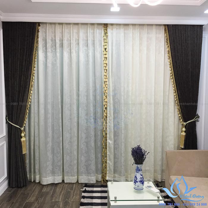 Rèm vải nhung cổ điển cao cấp phòng khách Ngã Tư Sở, Hà Nội BW 778618