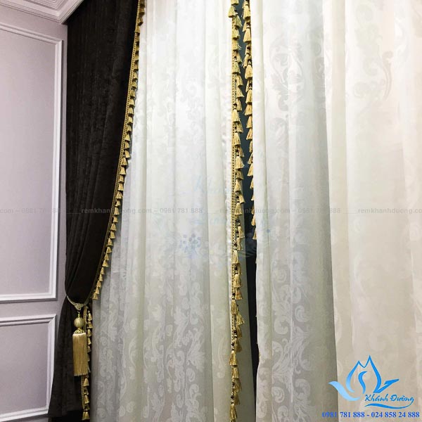 Rèm vải nhung voan hoa văn chung cư Season Mỗ Lao, Hà Đông BW 778618