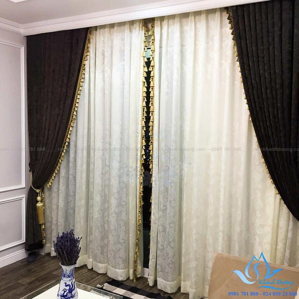 Rèm vải nhung voan hoa văn chung cư Season Mỗ Lao, Hà Đông BW 778618
