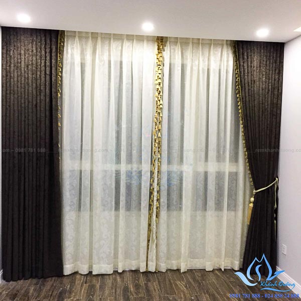 Rèm vải nhung voan hoa văn chung cư Season Mỗ Lao, Hà Đông BW 778618