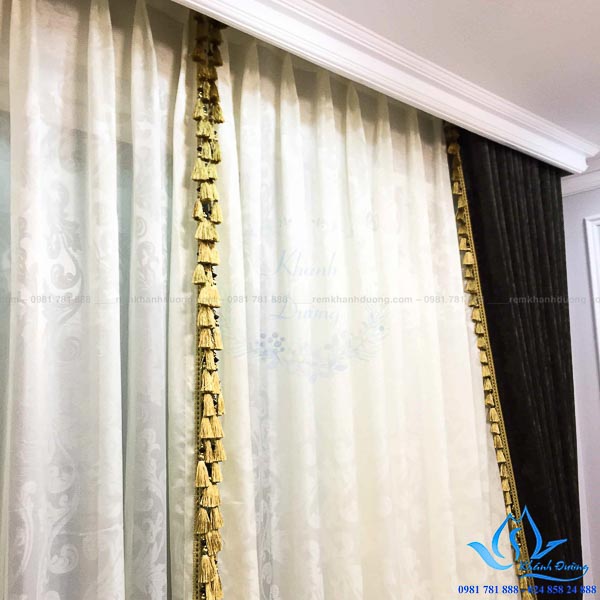 Rèm vải nhung voan hoa văn chung cư Season Mỗ Lao, Hà Đông BW 778618