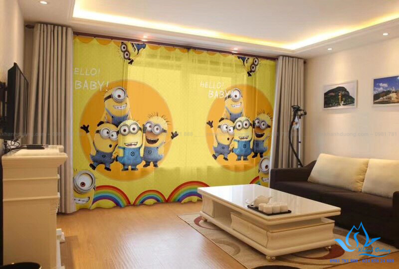 Mẫu rèm cửa hình minions đẹp tại phòng khách gia đình