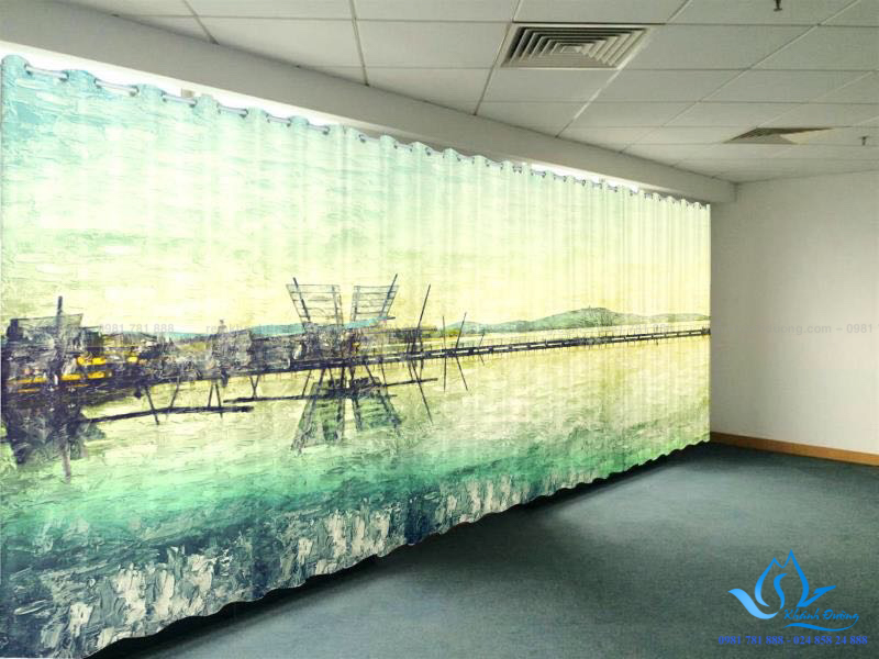 Rèm tranh 3D màu sắc và họa tiết trang nhã cho không gian ấn tượng