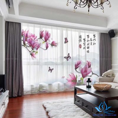 Thi công rèm vải tranh hình hoa lá ấn tượng Nguyễn Xiển, Hà Nội RT 10