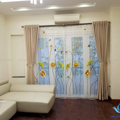 Thi công rèm voan thêu tay biệt thự Trường Chinh, Hà Nội RC - 10